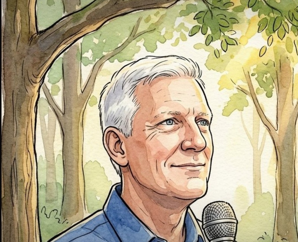 Watercolor portrait of Rev. Patrick Henry Nichols I preaching