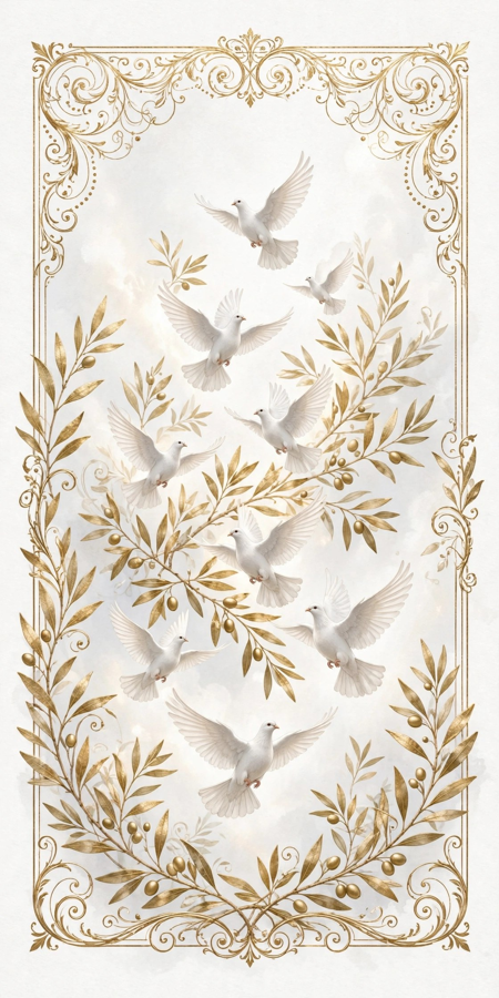 White-and-gold cover of The Message Of Transfiguration with doves and olive branches