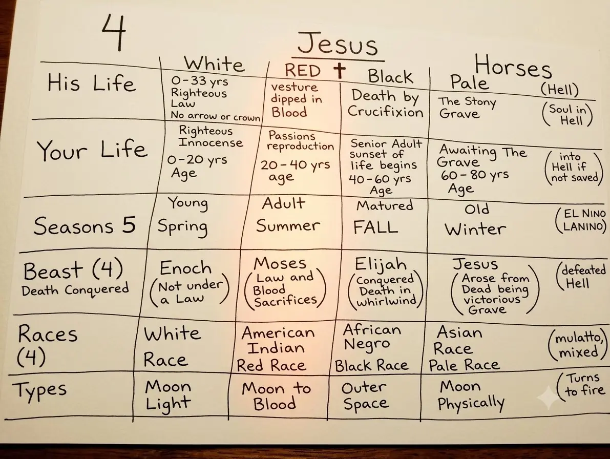 Teaching table about the four horses