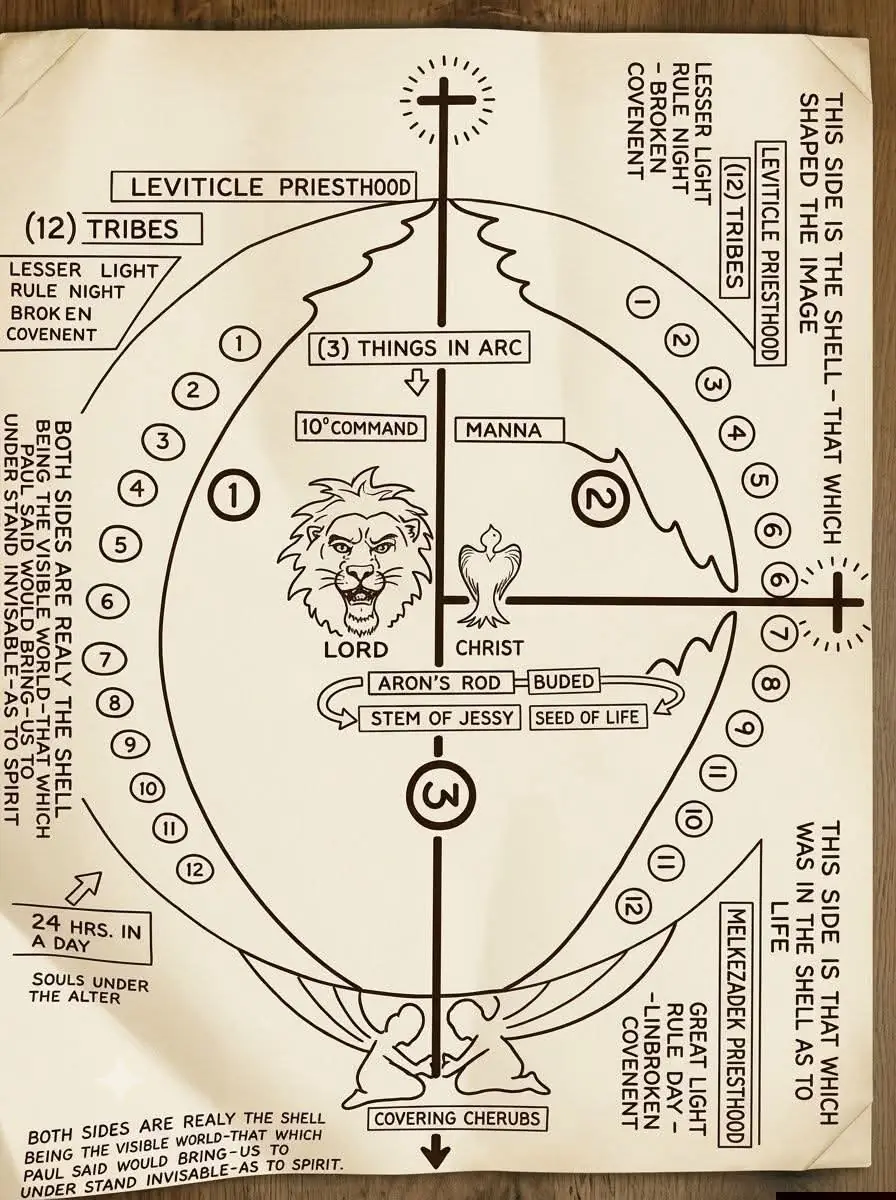 Teaching chart of the Ark and the covering cherubs