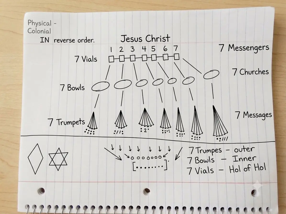 Teaching chart of seven vials, bowls, and trumpets